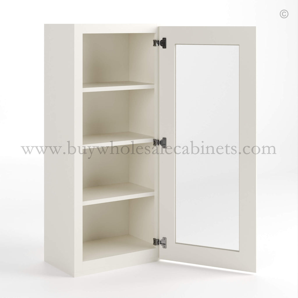 Charleston White Raised Panel 42″ H Single Door Wall Cabinet with Glass Door