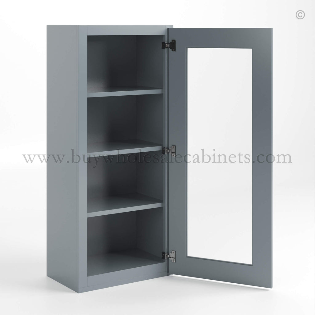 Gray Shaker 42″ H Single Door Wall Cabinet with Glass Door