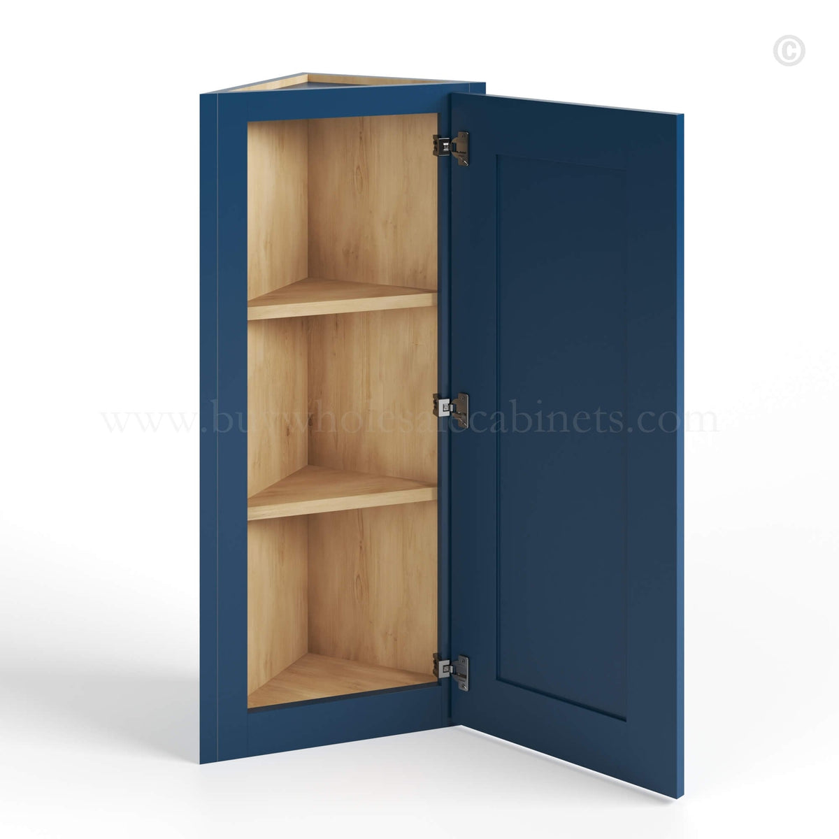 Navy Blue Shaker 12 W Angle Wall Cabinet