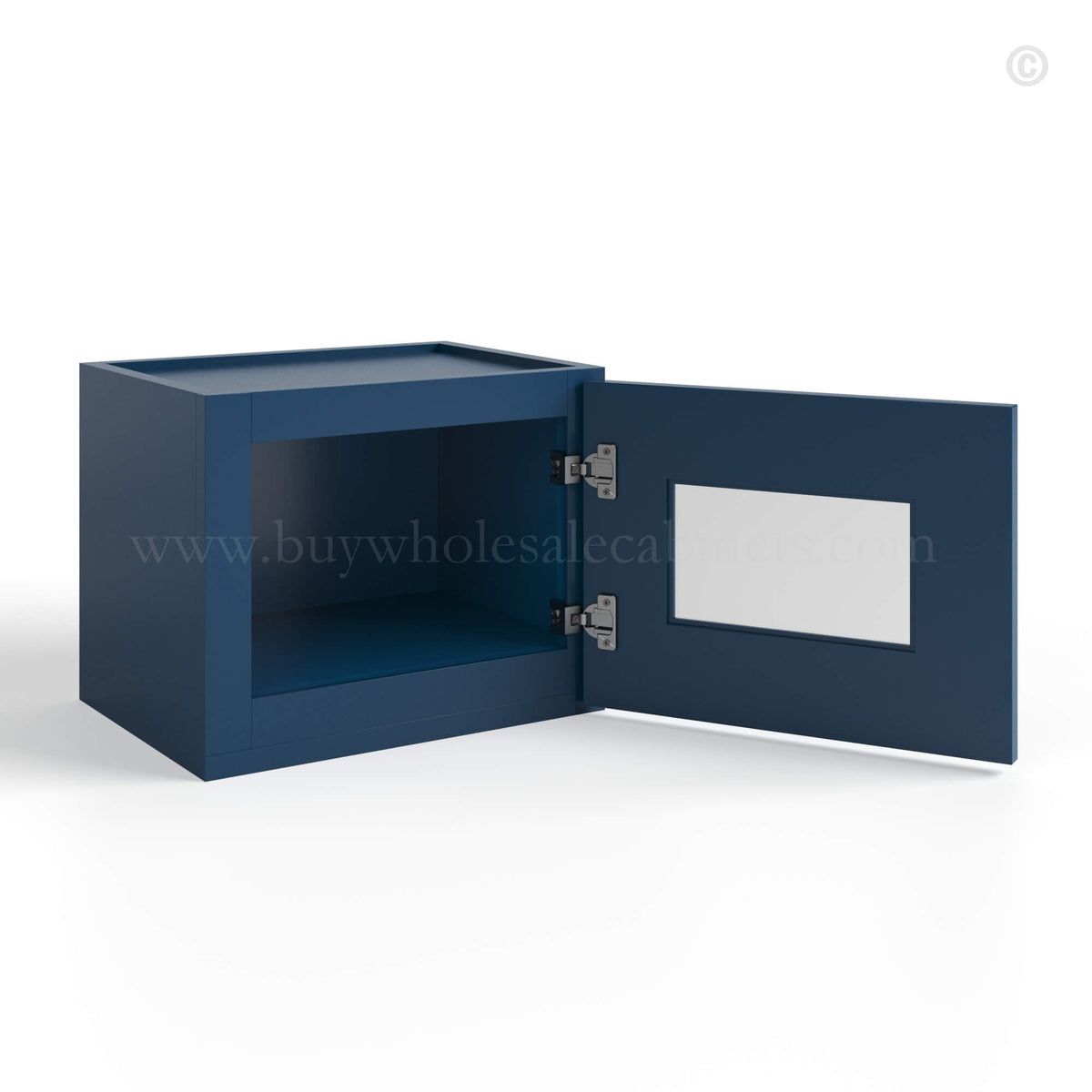 Navy Blue Shaker 12″ H Single Door Wall Cabinet with Glass Door