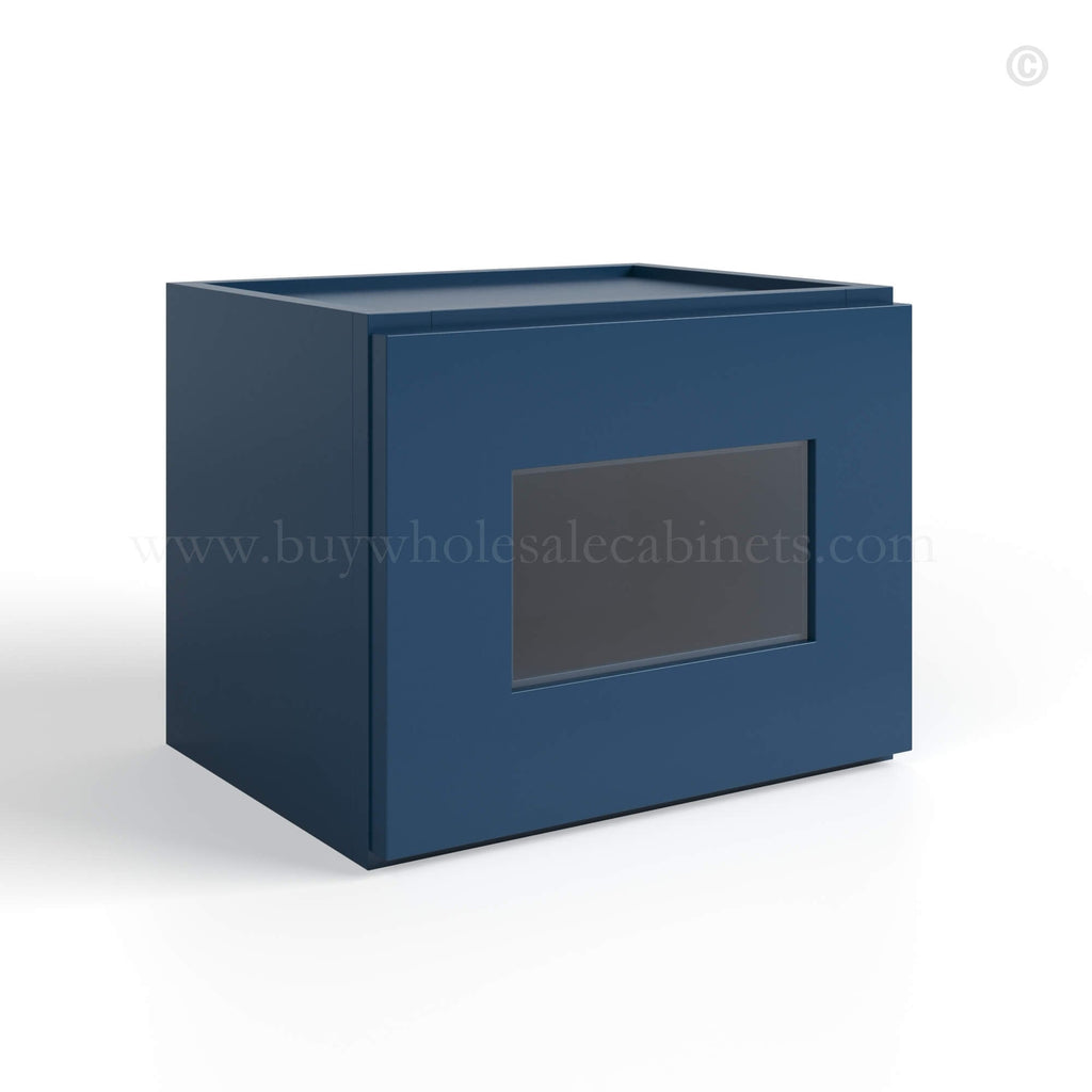 Navy Blue Shaker 12″ H Single Door Wall Cabinet with Glass Door