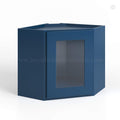 Navy Blue Shaker 12 x 24 Diagonal Corner Wall Cabinet with Glass Door