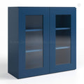 Navy Blue Shaker 30″ H Double Door Wall Cabinet with Glass Doors