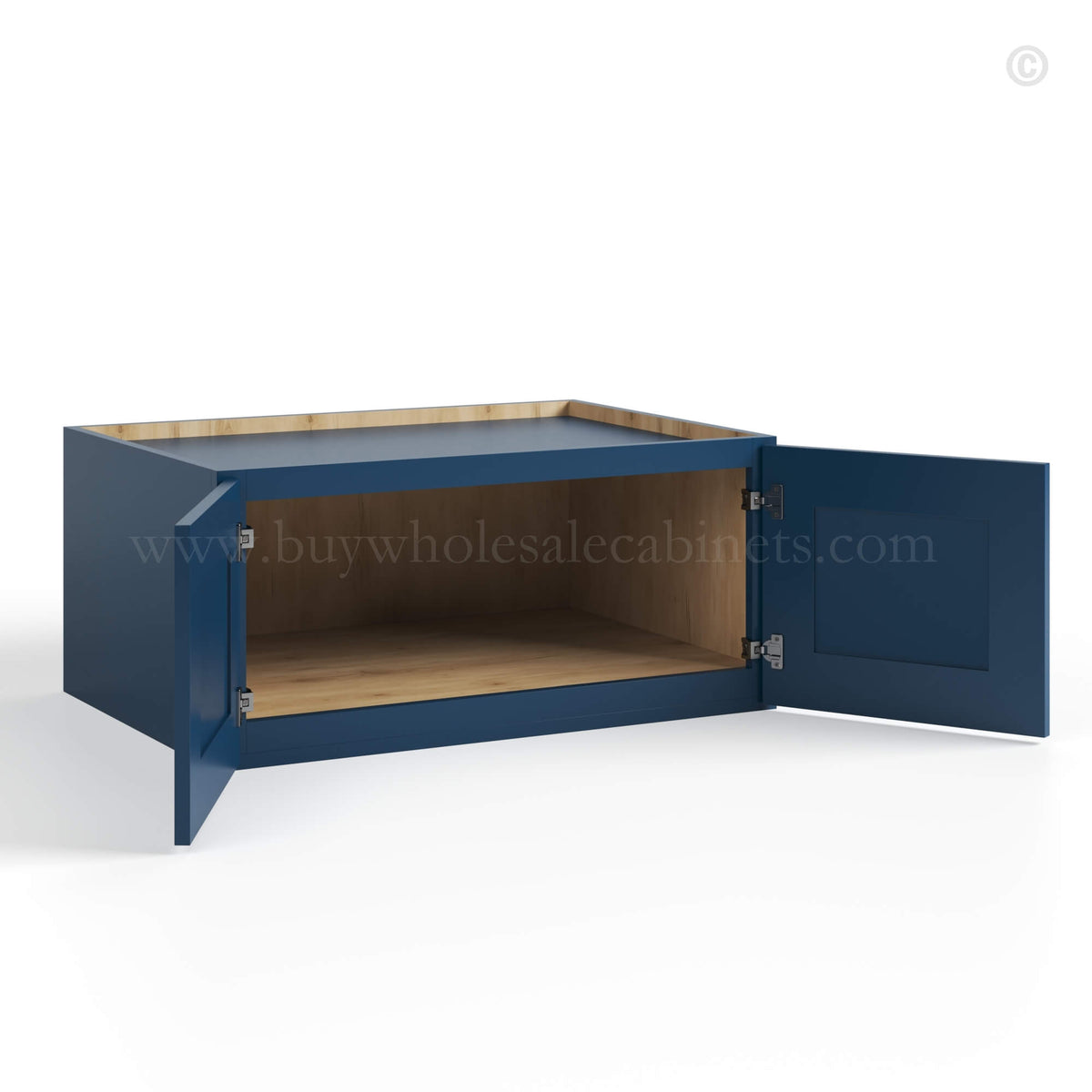 Navy Blue Shaker 36″ W Refrigerator Wall Cabinet 24″ Deep