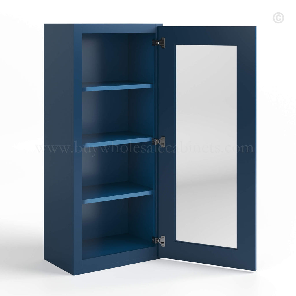 Navy Blue Shaker 42″ H Single Door Wall Cabinet with Glass Door