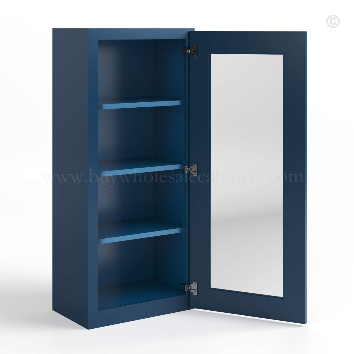 Navy Blue Shaker 42″ H Single Door Wall Cabinet with Glass Door