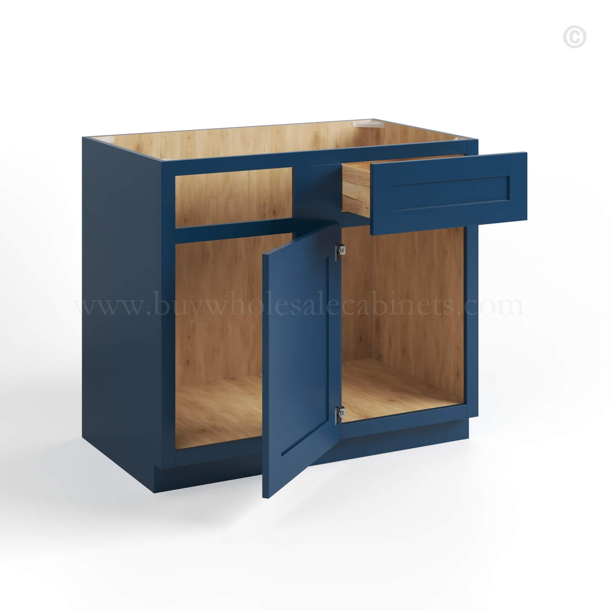 Navy Blue Shaker Blind Corner Base Cabinet (L/R interchangeable)