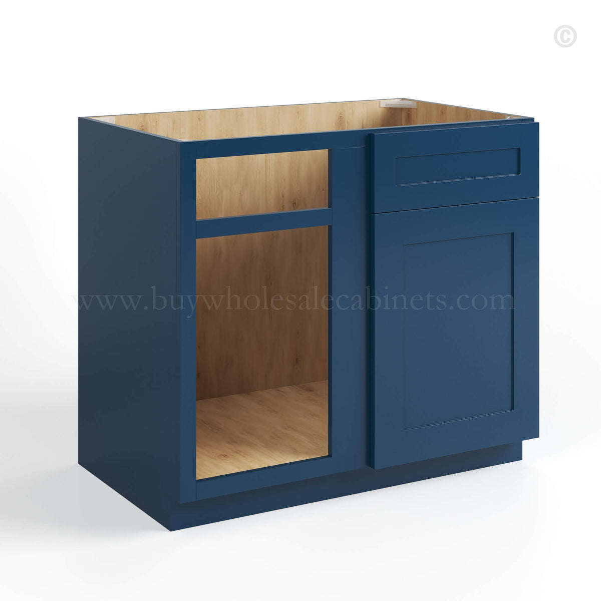 Navy Blue Shaker Blind Corner Base Cabinet (L/R interchangeable)