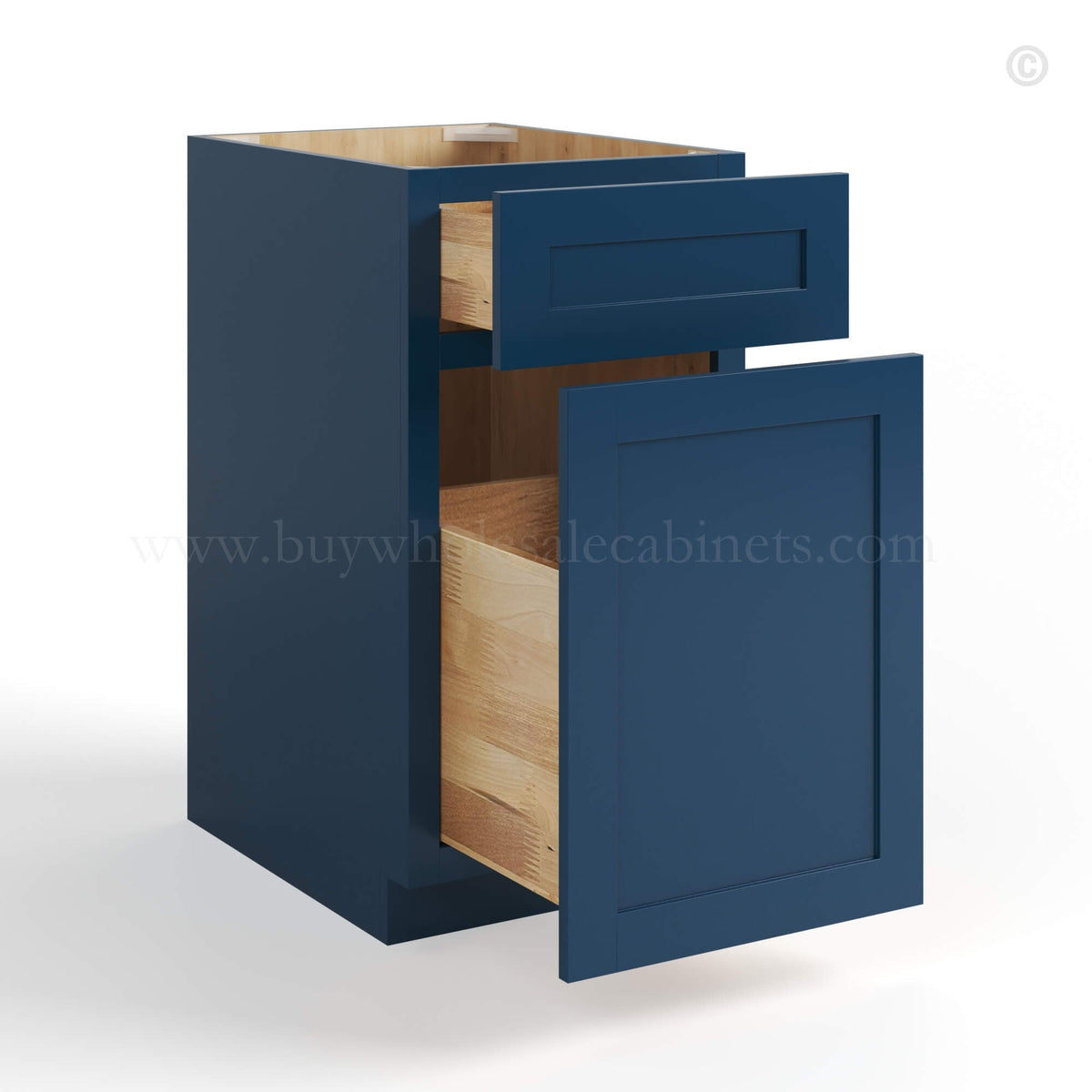 Navy Blue Shaker Two Drawer Document File Base Cabinet