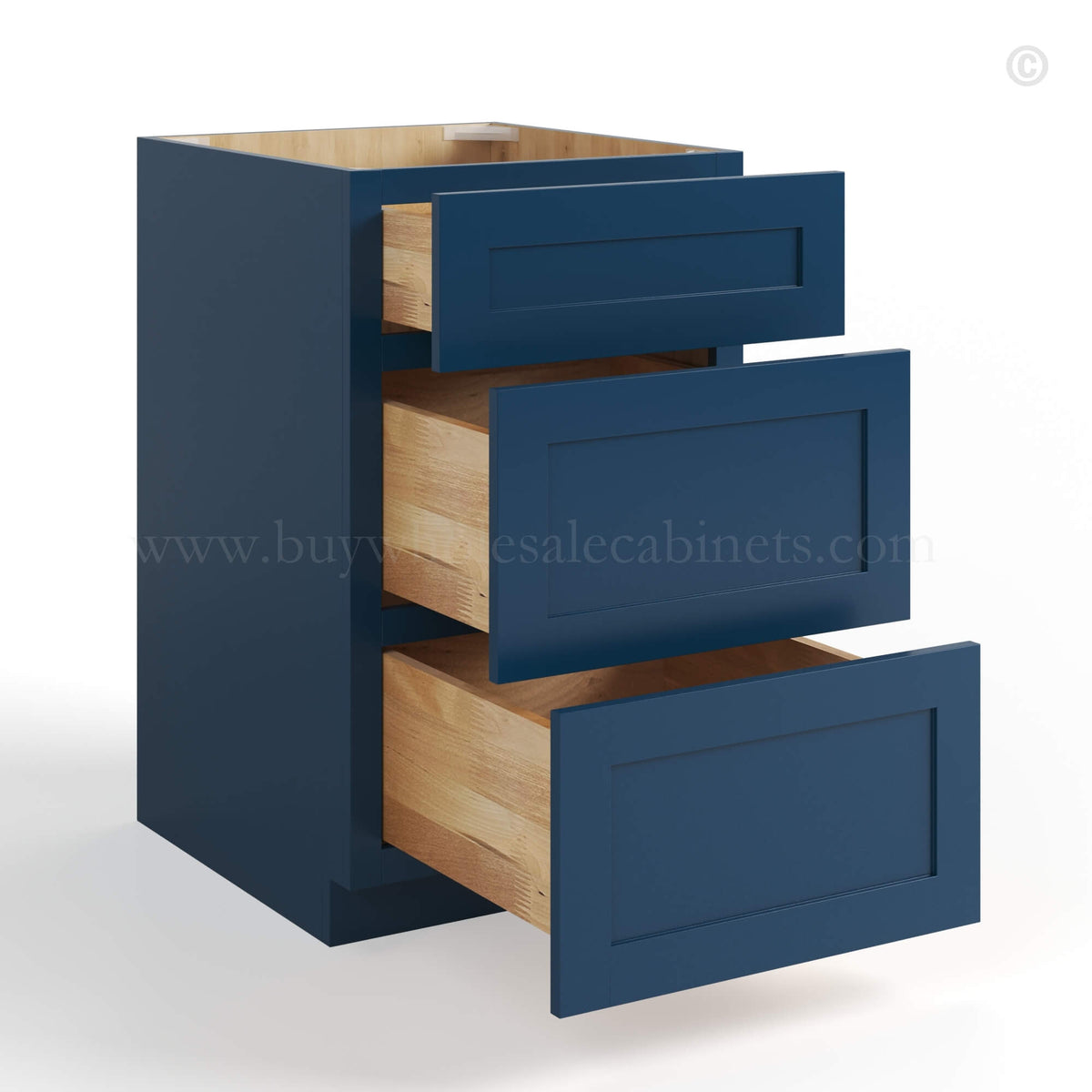Navy Blue Shaker Three Drawer Base