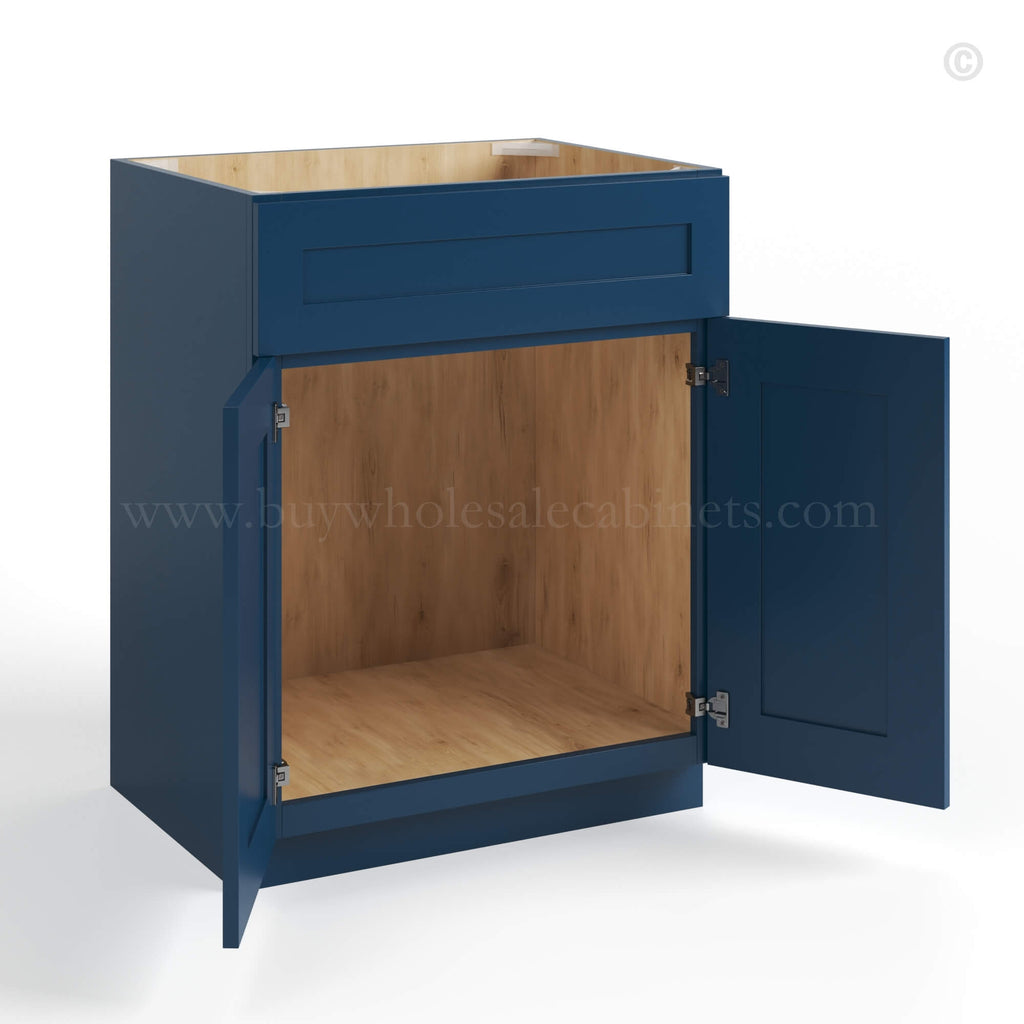 Navy Blue Shaker Single Vanity Sink Base Cabinet