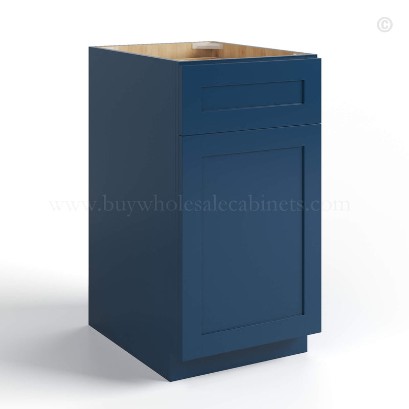 Navy Blue Shaker Trash Base Cabinet