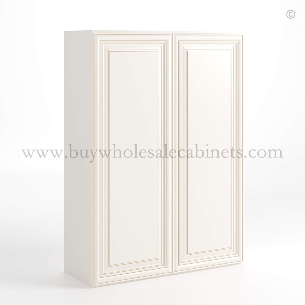 Charleston White Raised Panel 42″ H Double Door Wall Cabinet