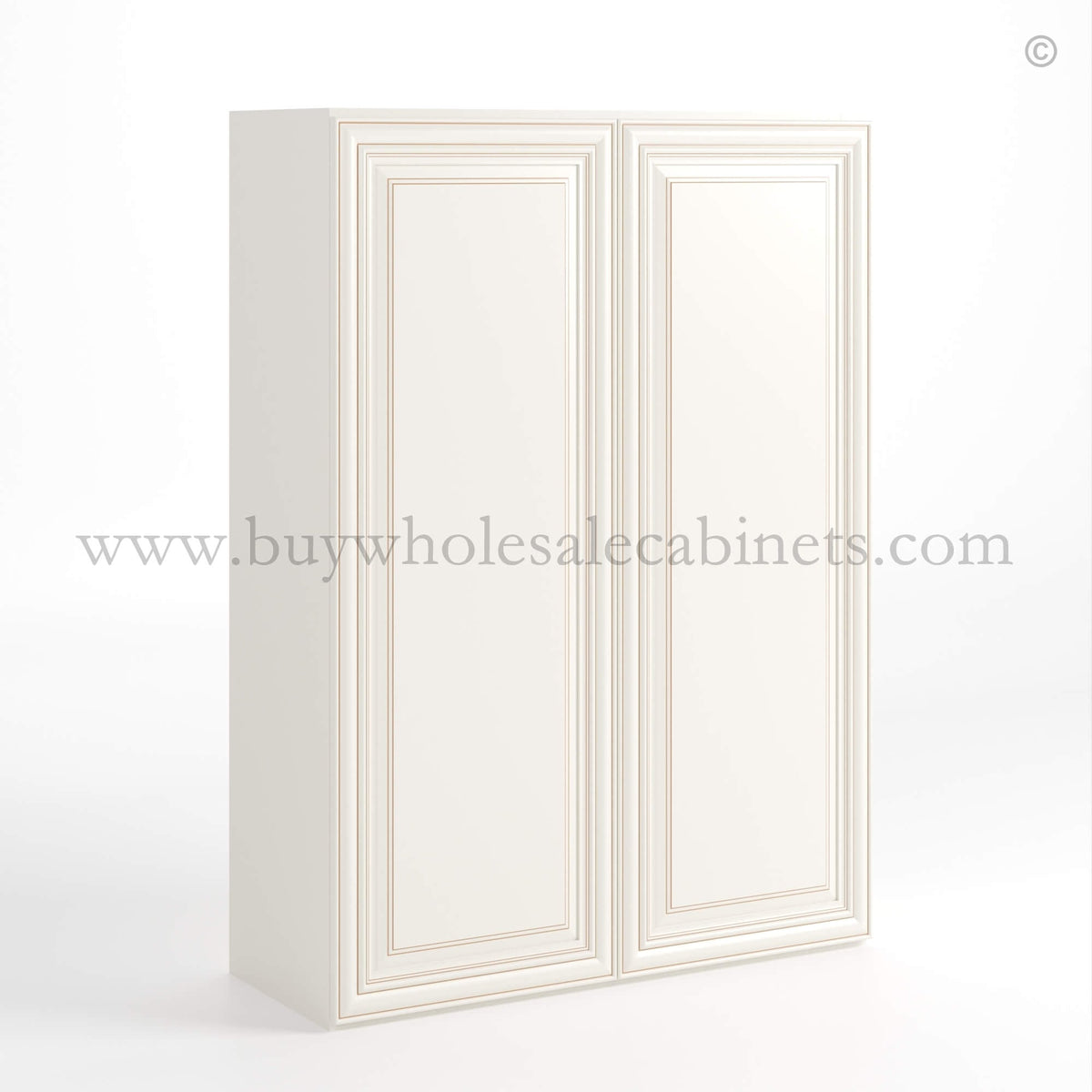 Charleston White Raised Panel 42″ H Double Door Wall Cabinet