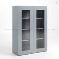 Gray Shaker 42″ H Double Door Wall Cabinet with Glass Doors