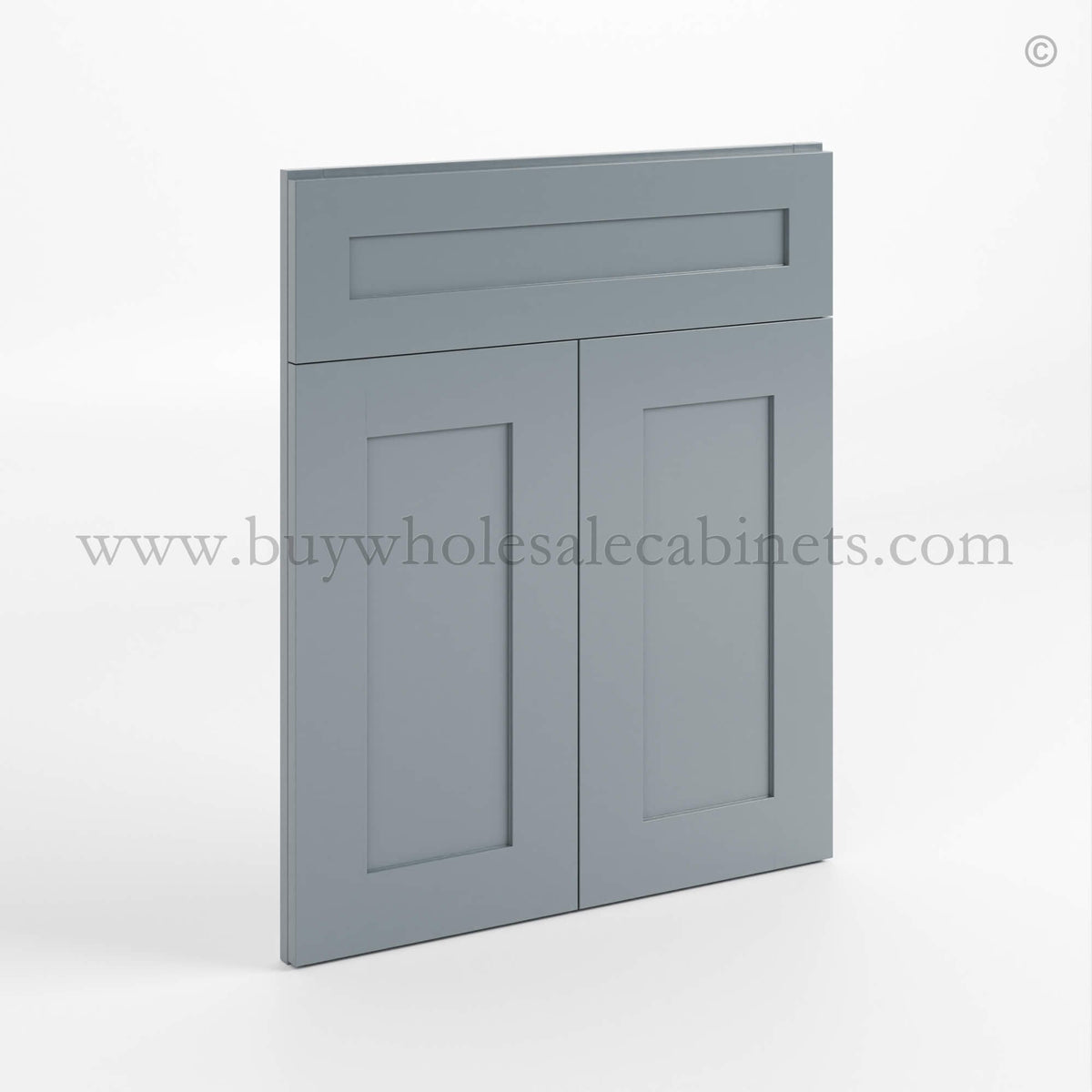 Gray Shaker Corner Sink Base Front