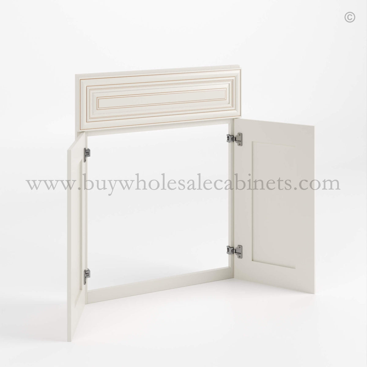 Charleston White Raised Panel Corner Sink Base Front