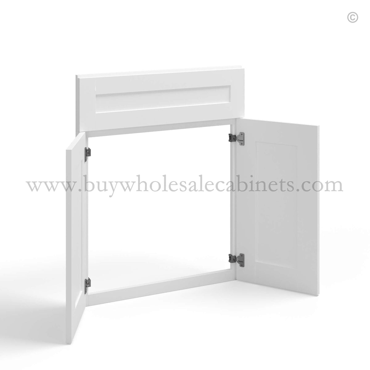 White Shaker Corner Sink Base Front