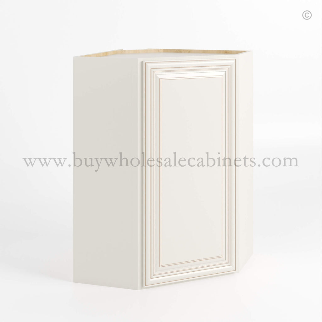 Charleston White Raised Panel 24″ Diagonal Corner Wall Cabinet