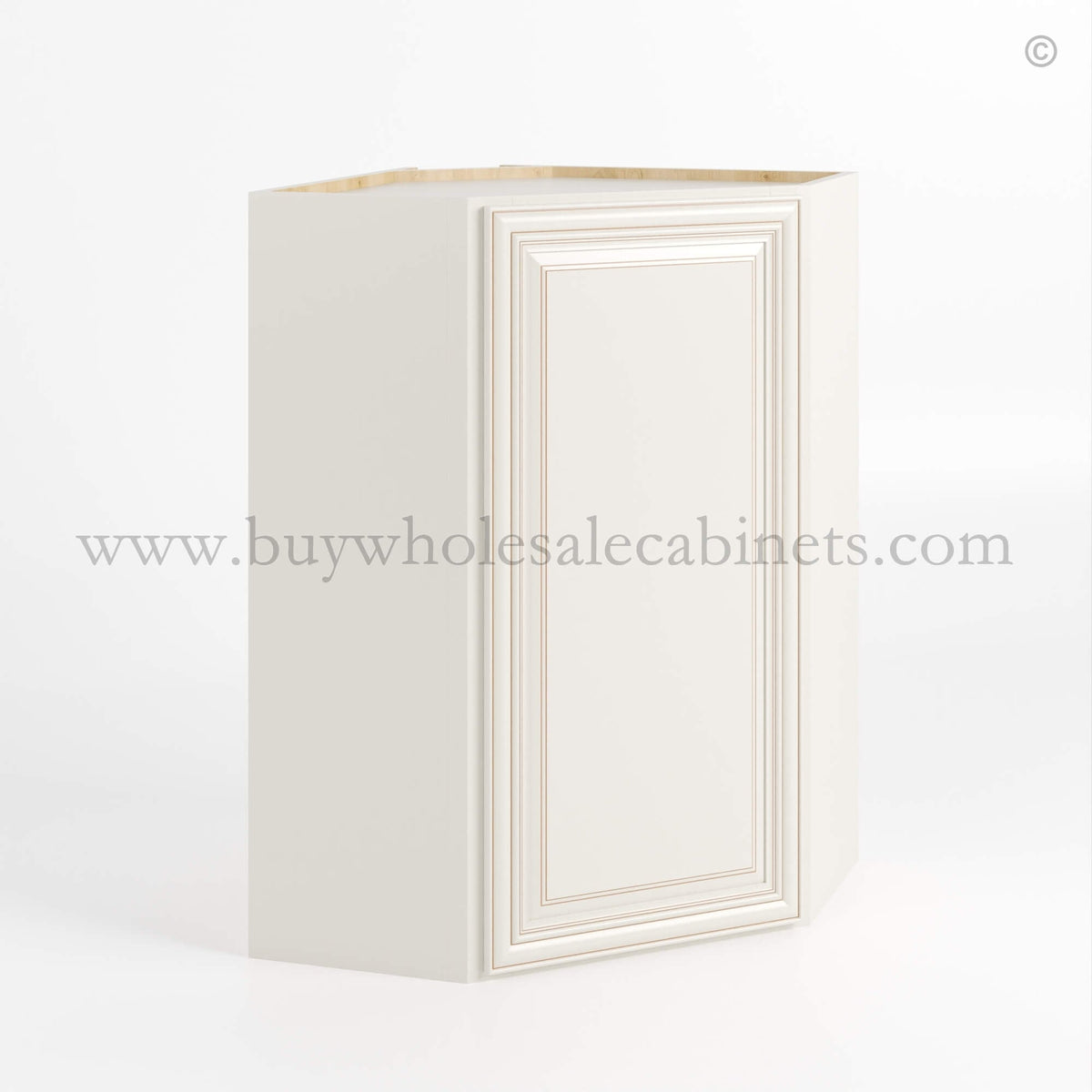 Charleston White Raised Panel 24″ Diagonal Corner Wall Cabinet
