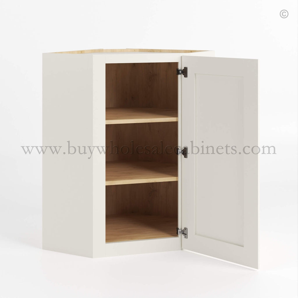 Charleston White Raised Panel 24″ Diagonal Corner Wall Cabinet