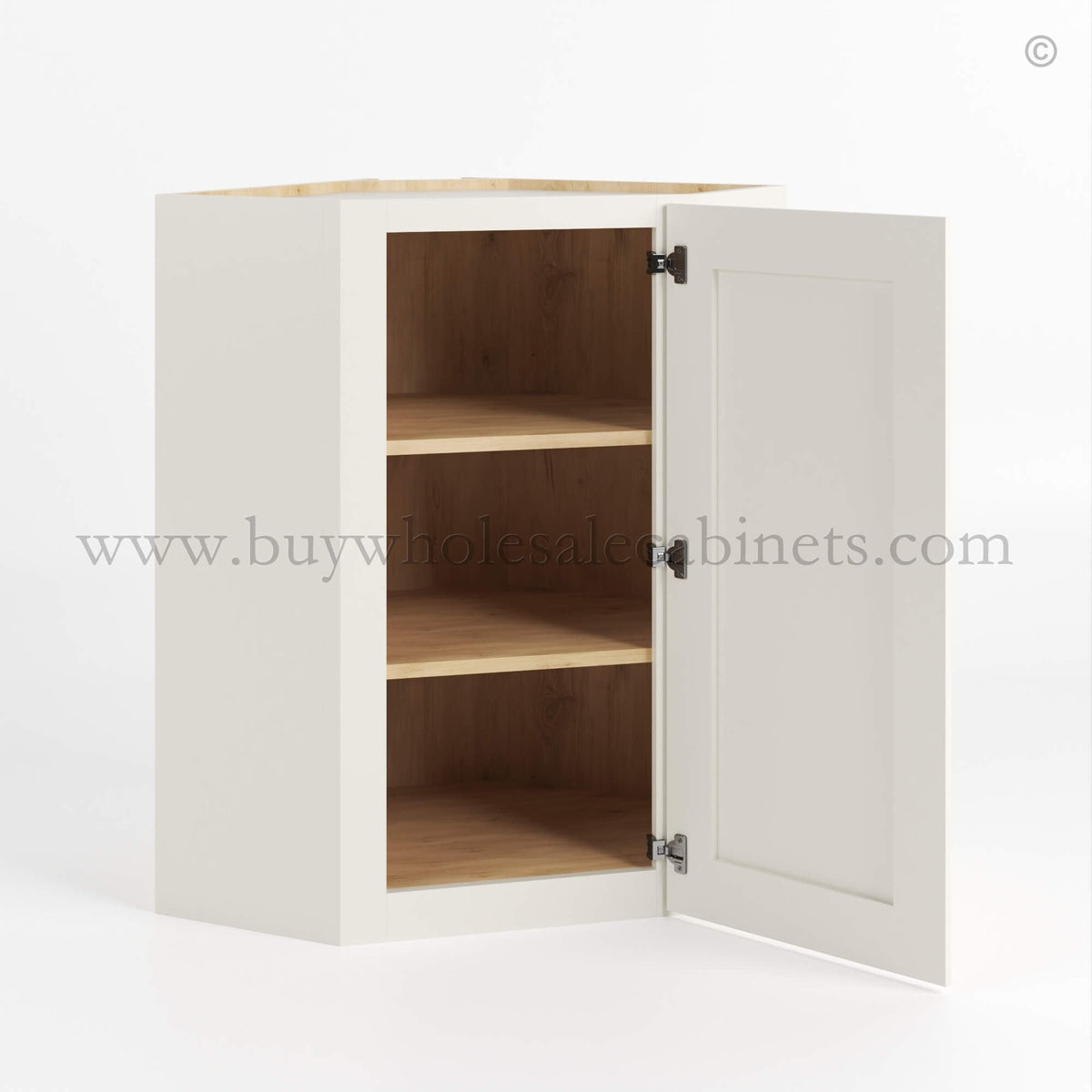 Charleston White Raised Panel 24″ Diagonal Corner Wall Cabinet