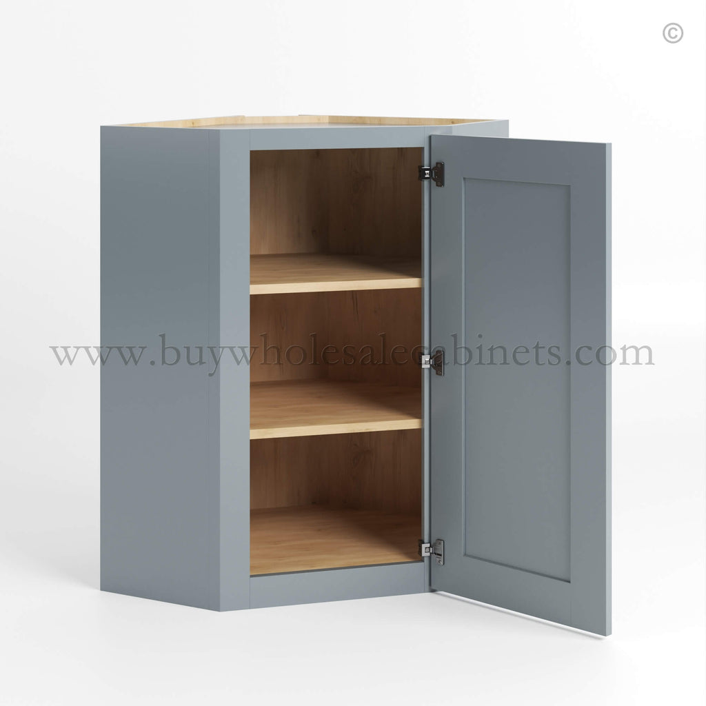 Gray Shaker 24″ Diagonal Corner Wall Cabinet