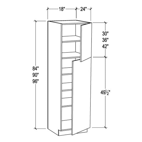 Frameless Classic Chestnut Pantry Cabinet – Single Door