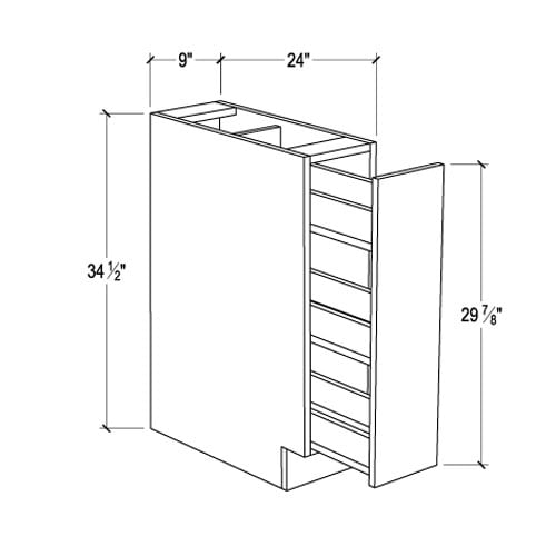 Frameless Graphite Gray Base Spice Rack Pull Out – 1 Full Height Door