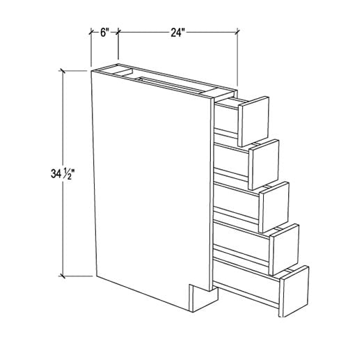 Frameless Oxford Blue Base Spice Drawer – 5 Spice Drawer
