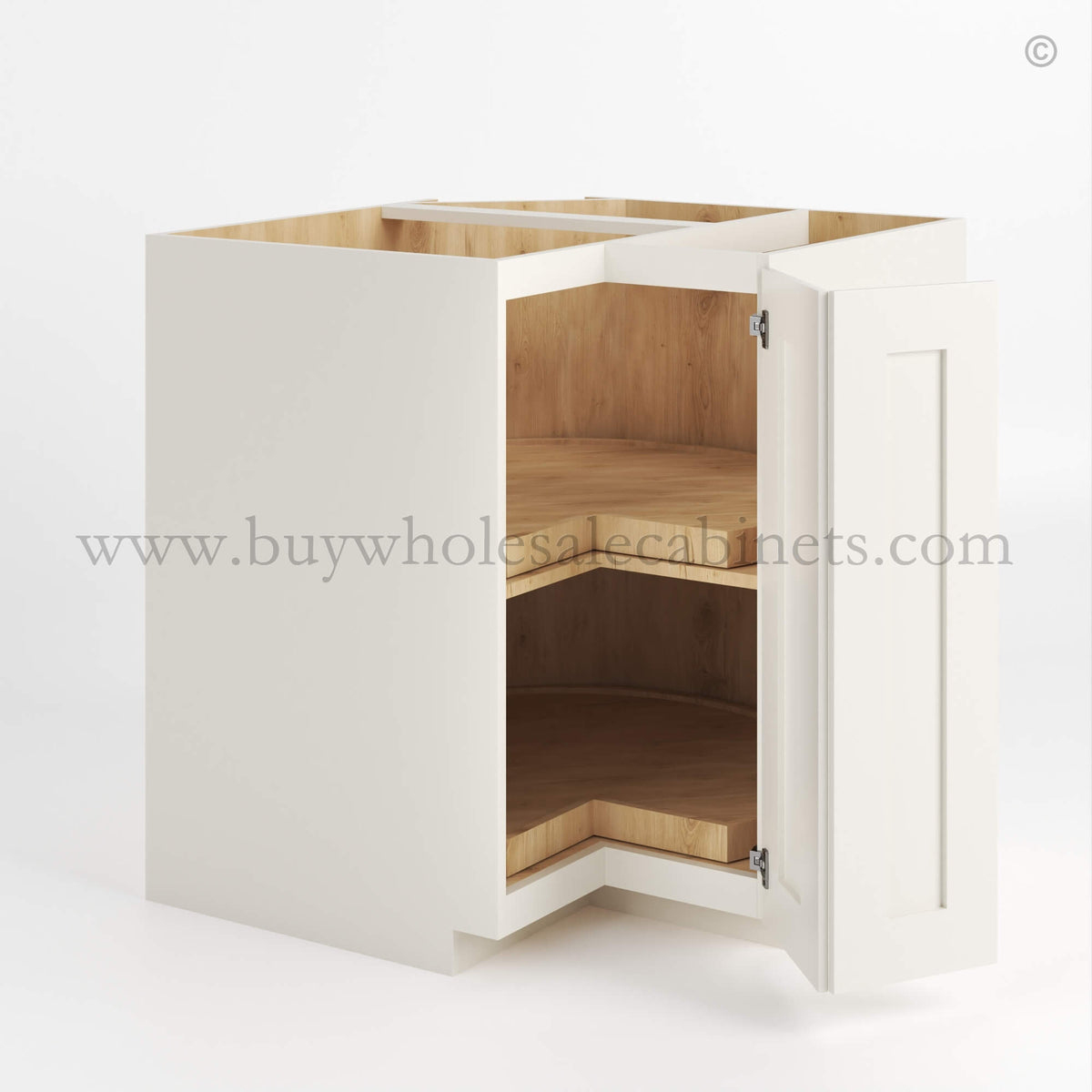 Charleston White Raised Panel Lazy Susan Base Cabinet