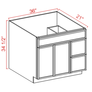 Dove White Slim Shaker Vanity Drawer Cabinet