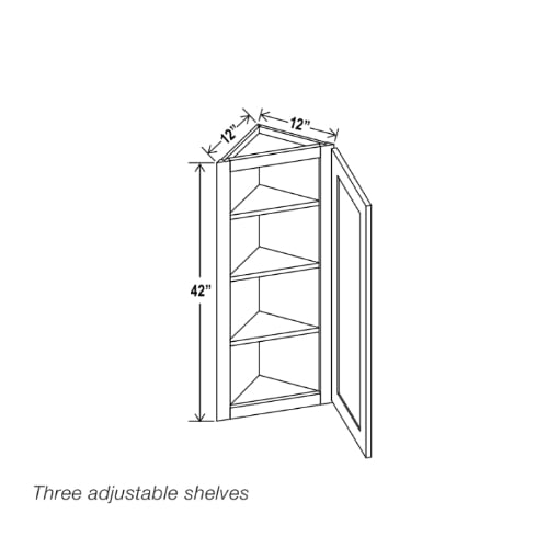 Gray Shaker 12 W Angle Wall Cabinet