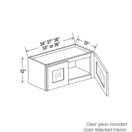 Charleston White Raised Panel 12″ H Double Door Wall Cabinet with Glass Doors
