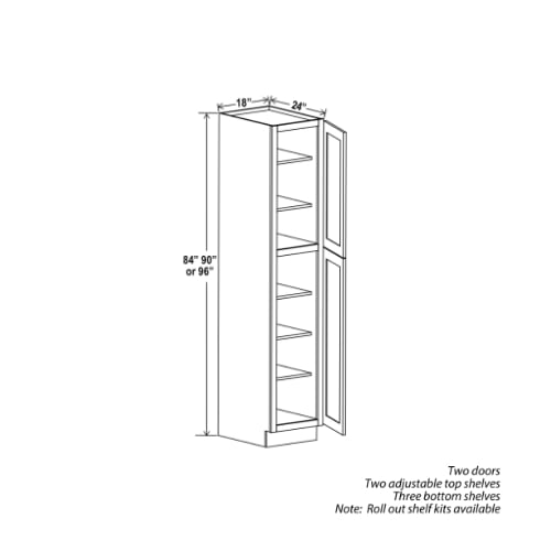Shaker Espresso 18″ W Two Single Door Utility Pantry Cabinet