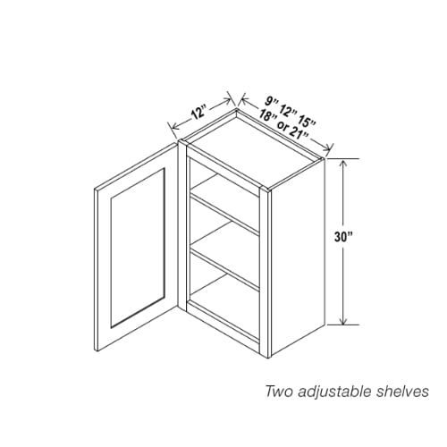 White Shaker 30″ H Single Door Wall Cabinet