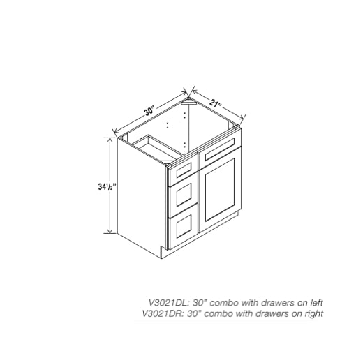 Shaker Espresso 30″ W Vanity Combo with Drawers