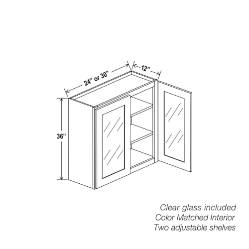 Green Shaker 36″ H Double Door Wall Cabinet with Glass Doors
