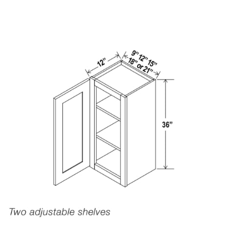 White Shaker 36″ H Single Door Wall Cabinet