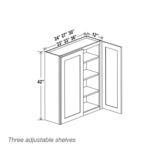 Gray Shaker 42″ H Double Door Wall Cabinet