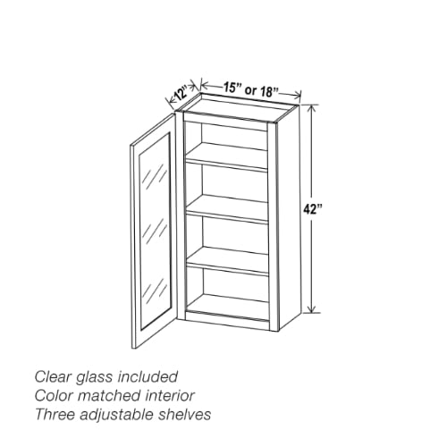 Green Shaker 42″ H Single Door Wall Cabinet with Glass Door