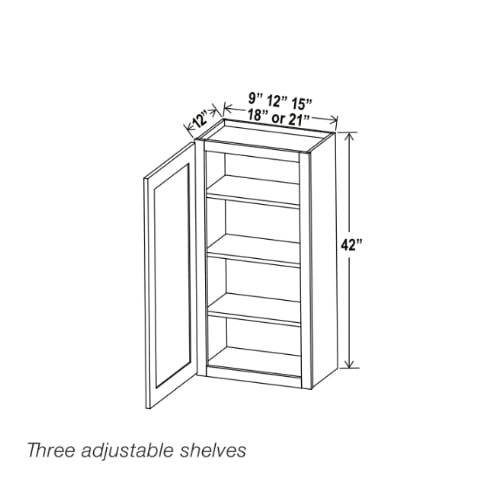 Shaker Espresso 42″ H Single Door Wall Cabinet
