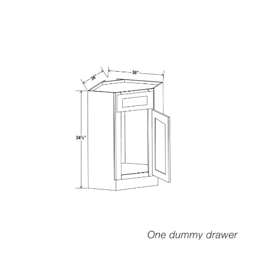 Charleston White Raised Panel Corner Sink Base Cabinet with False Drawer