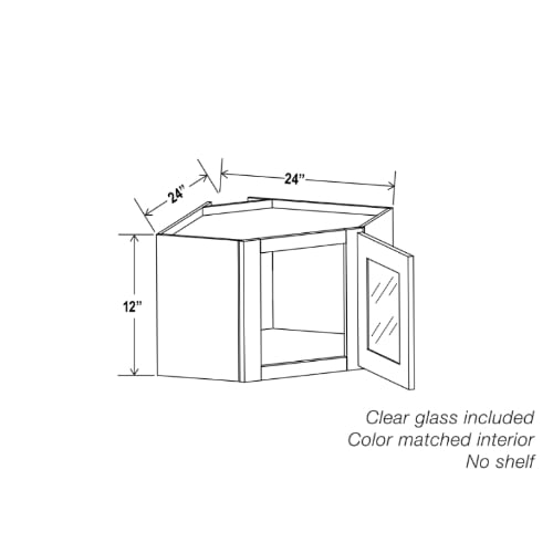 Shaker Espresso 12 x 24 Diagonal Corner Wall Cabinet with Glass Door