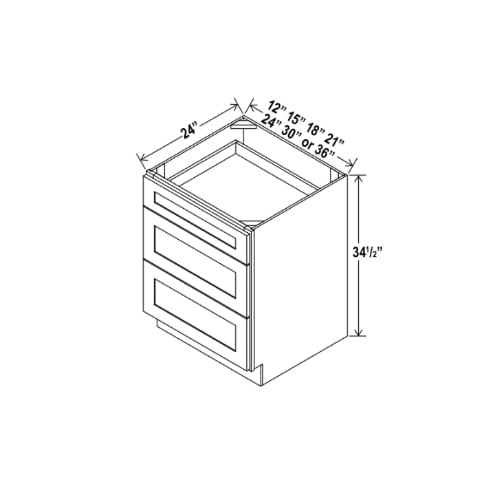 Rustic Wood Shaker Three Drawer Base