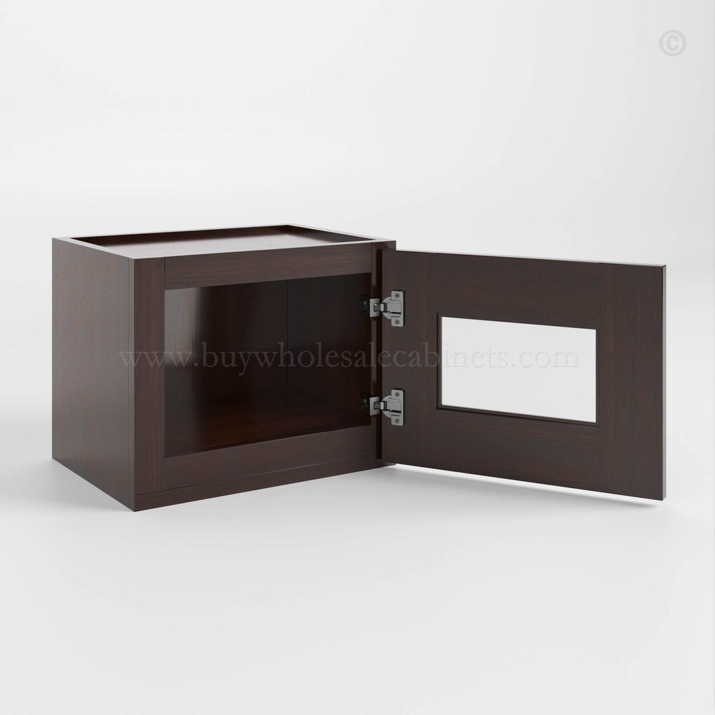 Shaker Espresso 12″ H Single Door Wall Cabinet with Glass Door