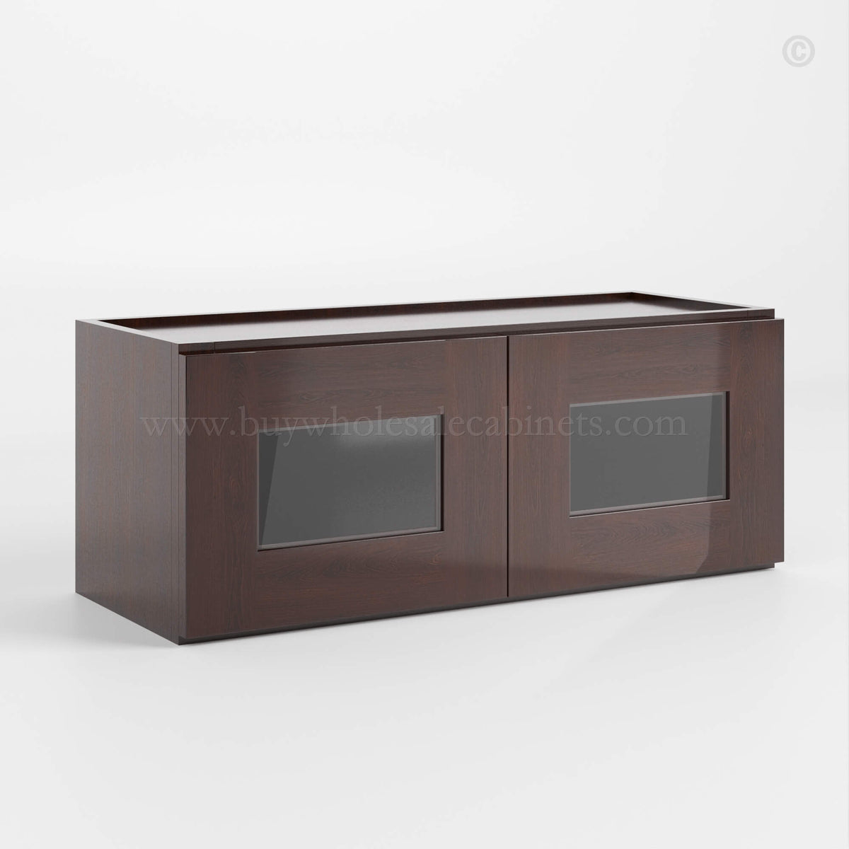 Shaker Espresso 12″ H Double Door Wall Cabinet with Glass Doors