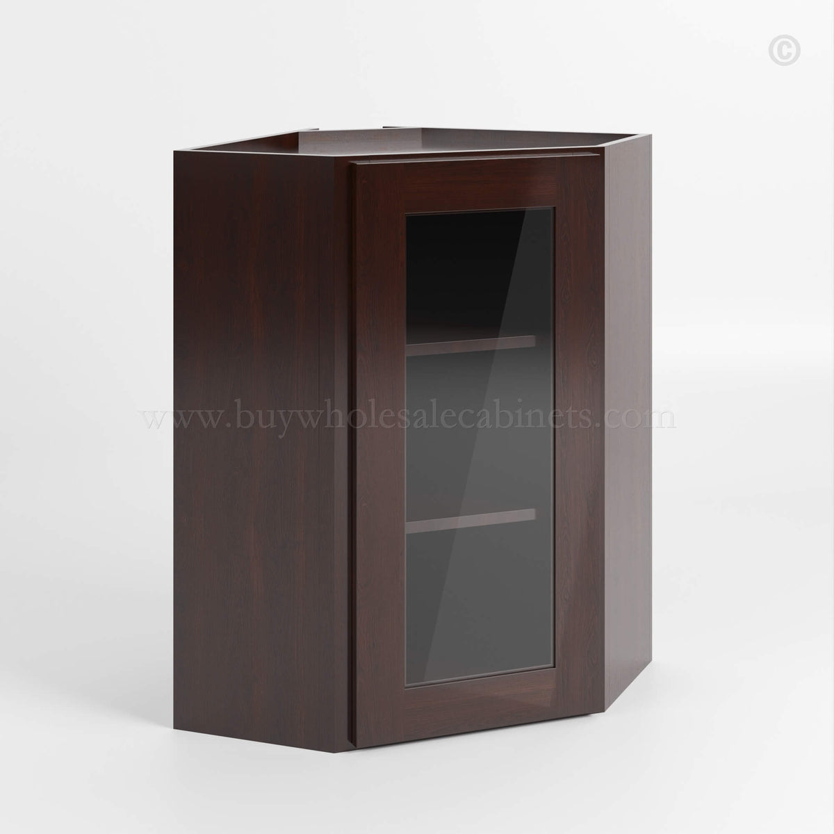Shaker Espresso 24″ Diagonal Corner Wall Cabinet with Glass Door