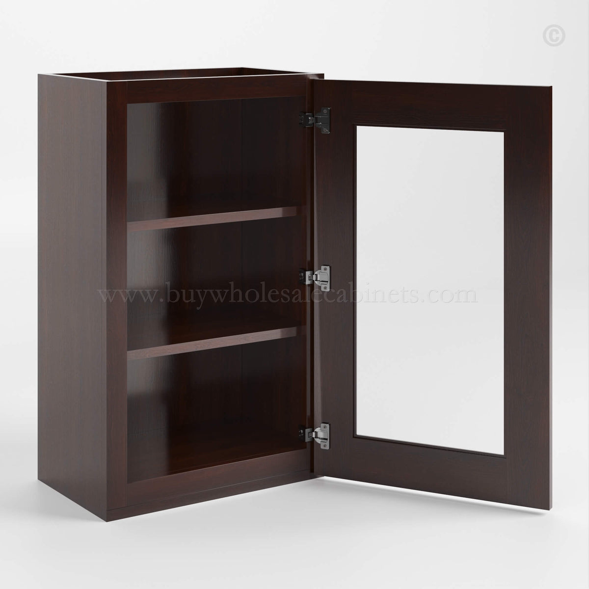 Shaker Espresso 30″ H Single Door Wall Cabinet with Glass Door