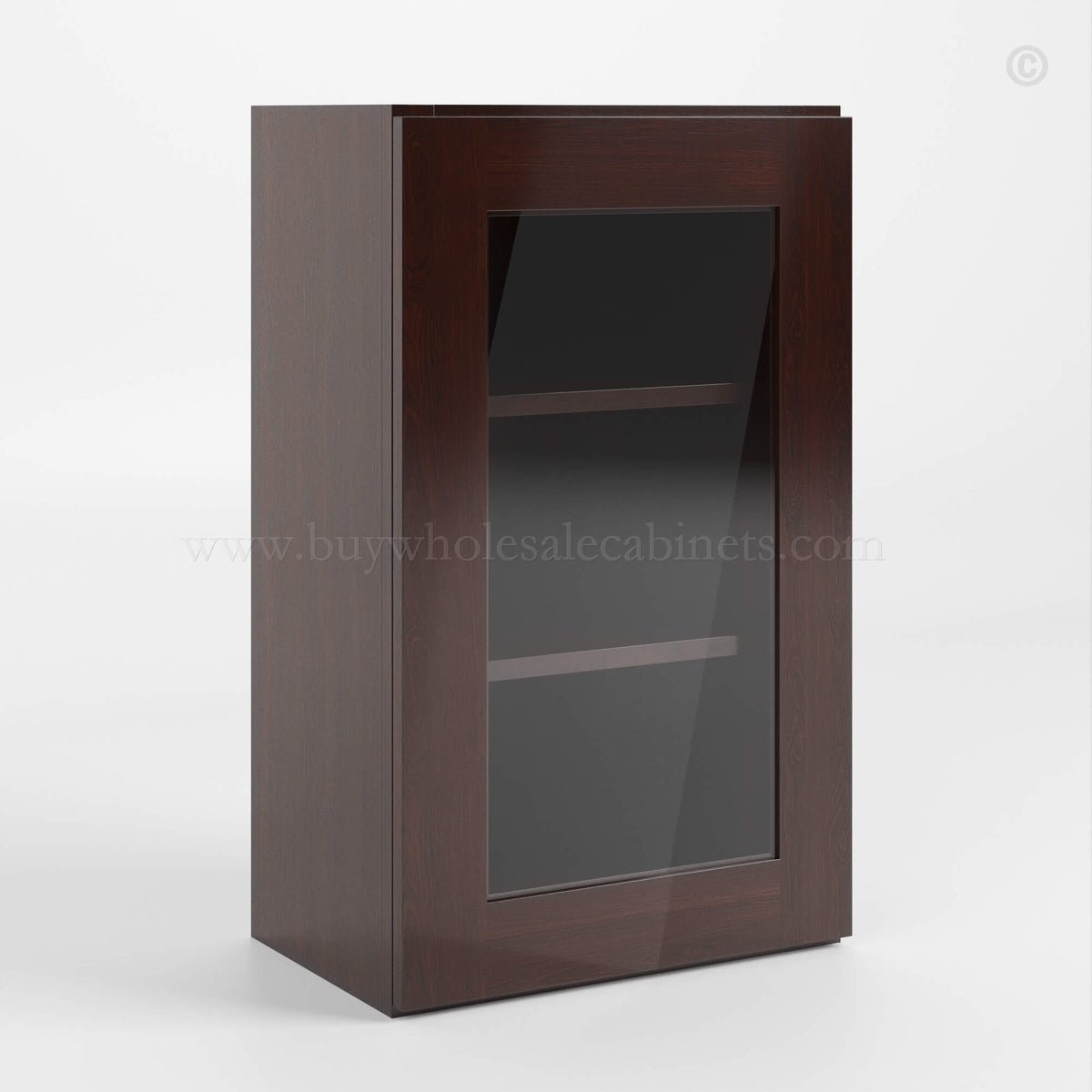Shaker Espresso 30″ H Single Door Wall Cabinet with Glass Door